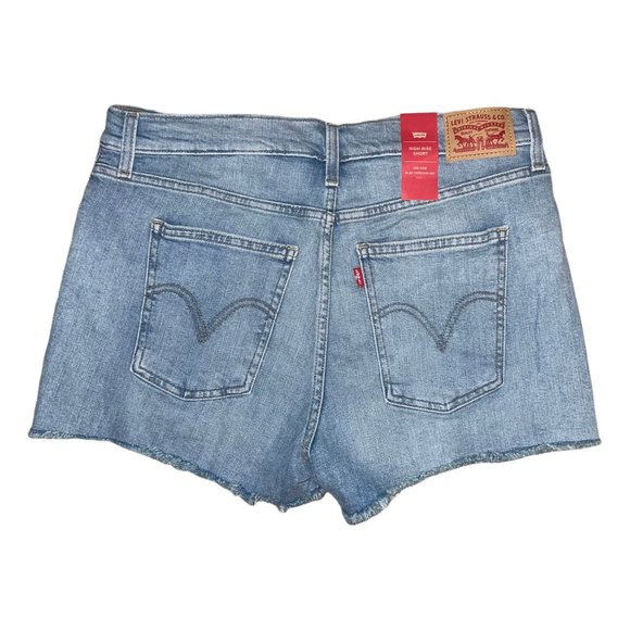 NWT Levis Womens High Rise Shorts 31 Light Wash Distressed Embroidered Flowers - Picture 4 of 7